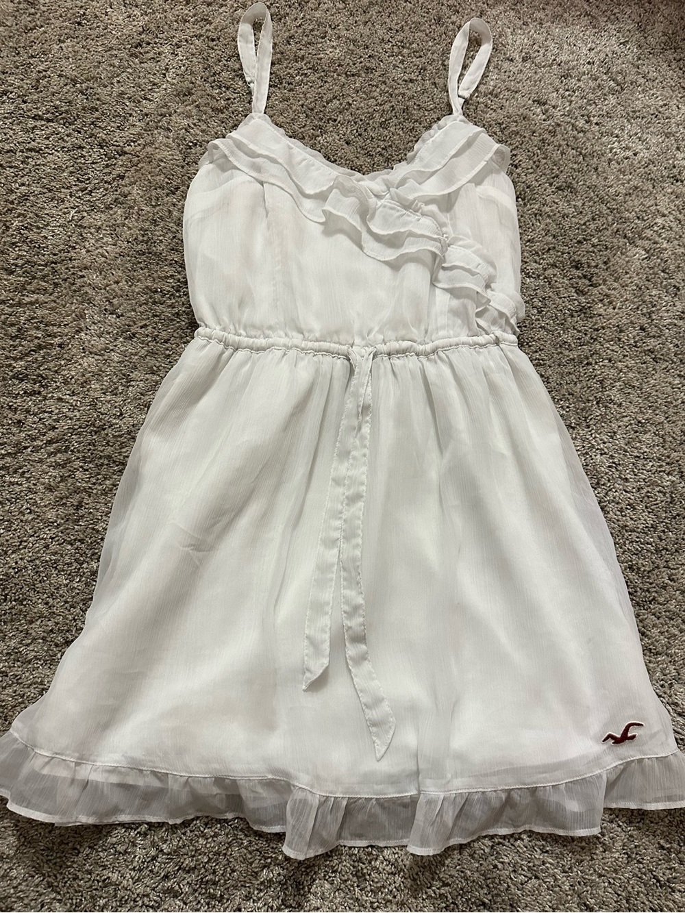 Hollister Y2K White Babydoll Mini Dress Size S - Chiffon Coquette